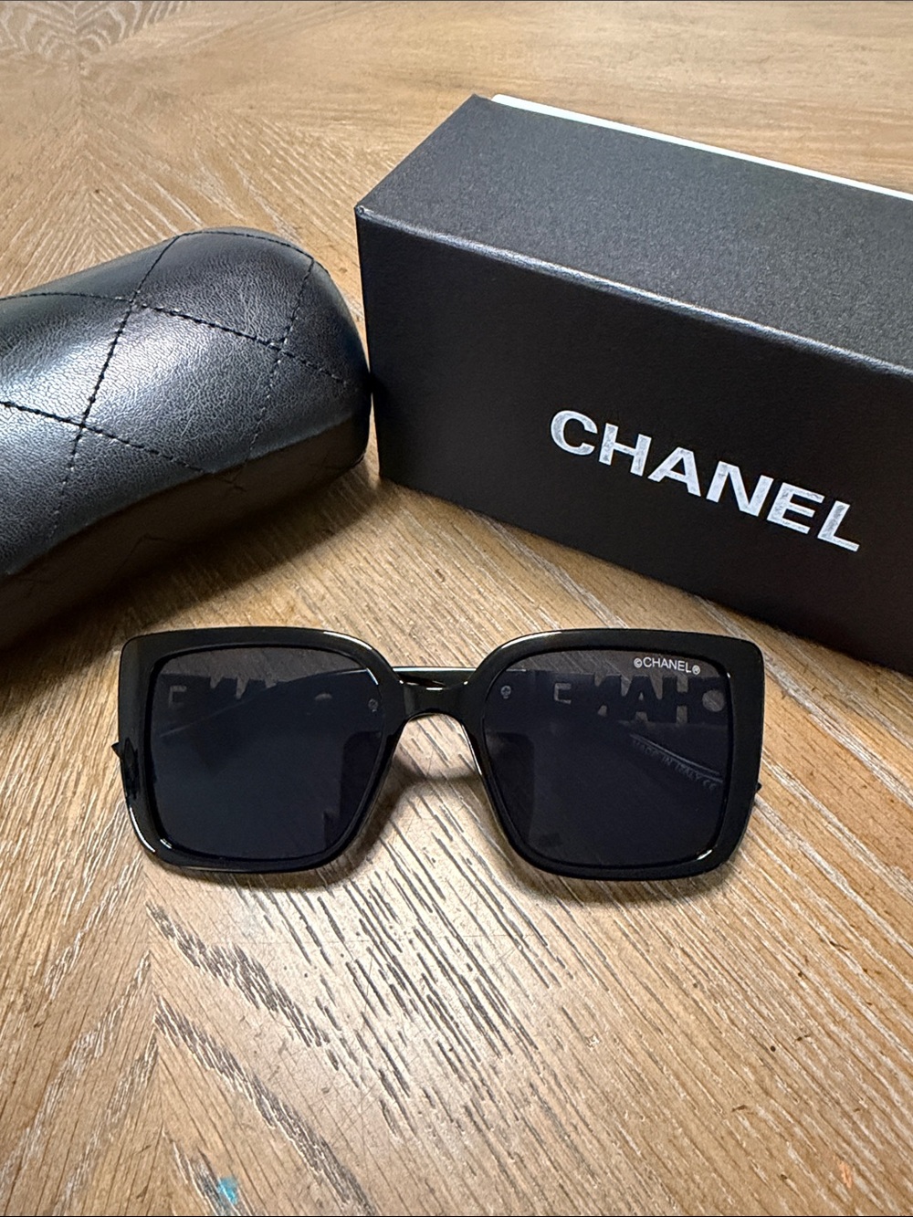 CHANEL Black Oversized Square Sunglasses